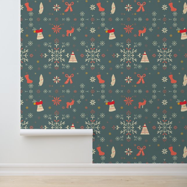 Whimsical Winter Holiday Pattern Wallpaper (Application)