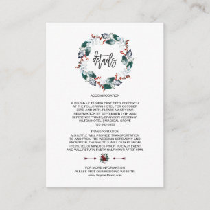 Whimsical Winter Holy Berries Wreath Weddi Details Enclosure Card