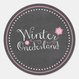 Whimsical Winter Onederland 1st Birthday Classic Round Sticker