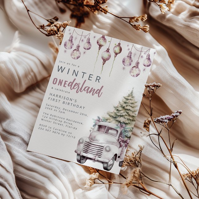 Whimsical Winter Onederland First Birthday Party Invitation (Creator Uploaded)