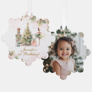 Whimsical Winter Onederland gold foil snowflakes Tree Decoration Card