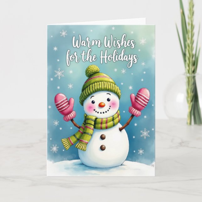 Whimsical Winter Snowman Card (Front)