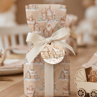 Whimsical Winter Village Gingerbread House Pattern Tissue Paper