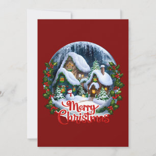 Whimsical Winter Village Snow Globe Holiday Card