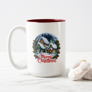 Whimsical Winter Village Snow Globe Two-Tone Coffee Mug