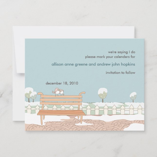 Whimsical Winter Wedding Save the Date Card (Front)