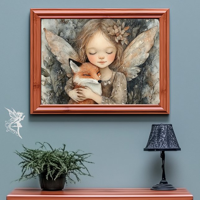 Whimsical Winter Woodland Fairy & Fox Nursery Art Poster (Creator Uploaded)