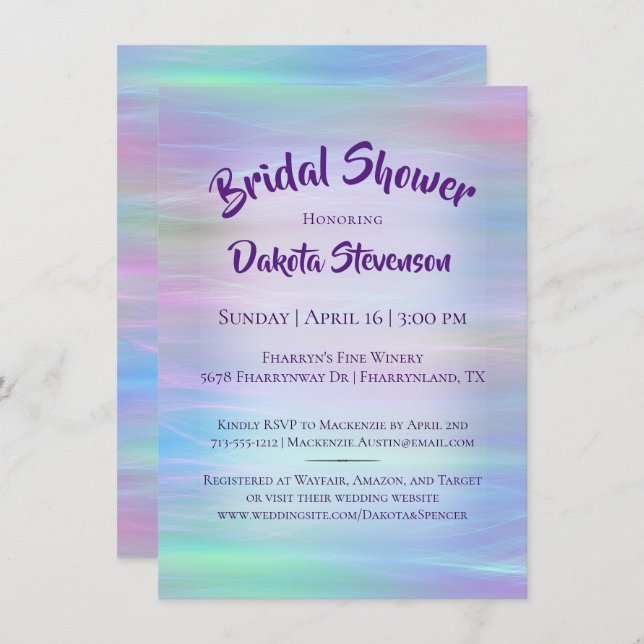 Whimsical Wisps | Holo Fairy Ombre Rainbow Shower Invitation (Front/Back)
