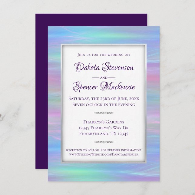 Whimsical Wisps | Holo Fairy Pastel Rainbow Ombre Invitation (Front/Back)