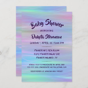 Whimsical Wisps   Holo Fairy Pastel Rainbow Shower Invitation
