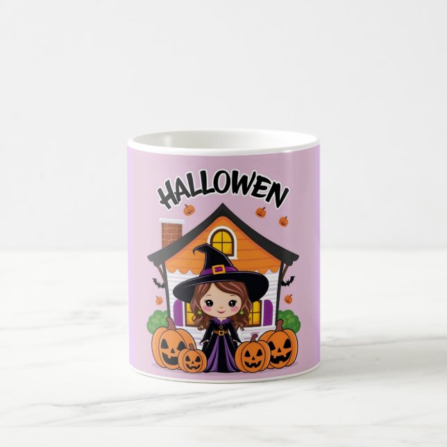 Whimsical Witch Art for Spooky Celebrations Coffee Mug (Center)