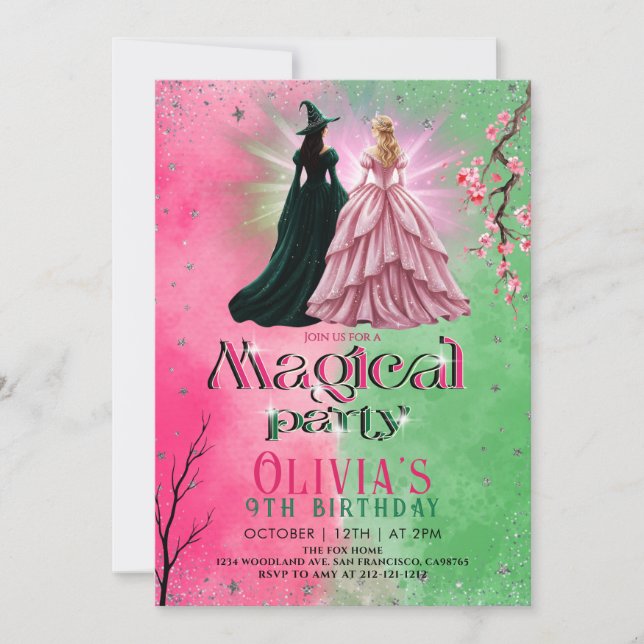 Whimsical Witch Birthday Party Invitation (Front)