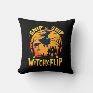 Whimsical Witch Halloween Design - Snip Snip Flip Cushion