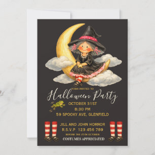 Whimsical Witch Halloween Party Invitation
