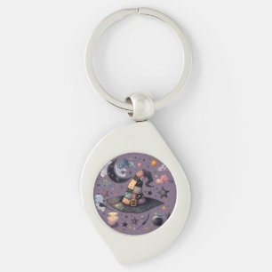 Whimsical Witch Hat and Celestial Magic Key Ring