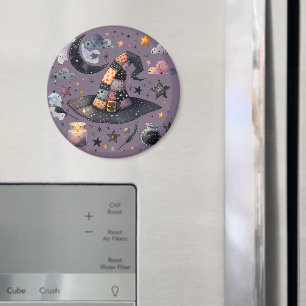 Whimsical Witch Hat and Celestial Magic Magnet