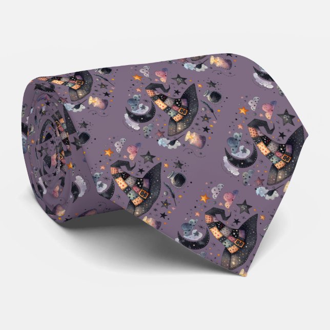 Whimsical Witch Hat and Celestial Magic Tie (Rolled)