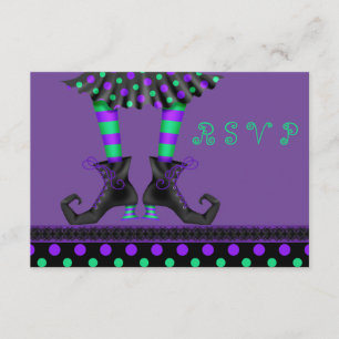 Whimsical Witch Legs Halloween Party RSVP Card