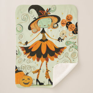 whimsical/witch/pumpkin/fall sherpa blanket