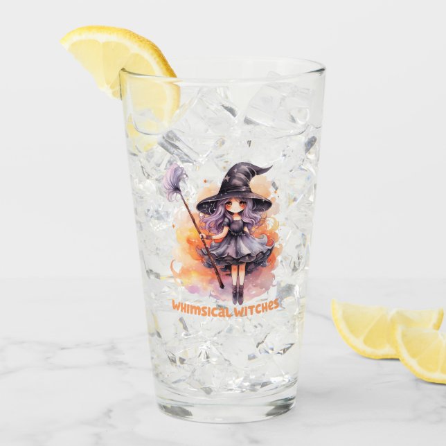 Whimsical Witches – Cute Halloween Witch Glass (Front Ice)