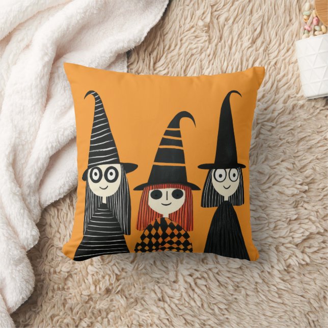 Whimsical Witches Spooky Cute Halloween Cushion (Blanket)