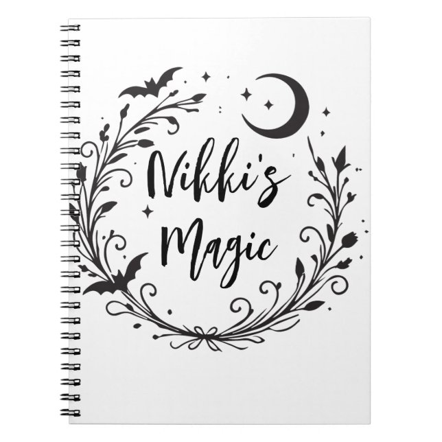 Whimsical Witchy Wiccan Herb Magic Halloween Notebook (Front)