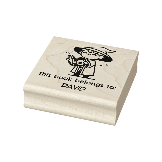 Whimsical Wizard "This Book Belongs To"  Rubber Stamp (Stamp)