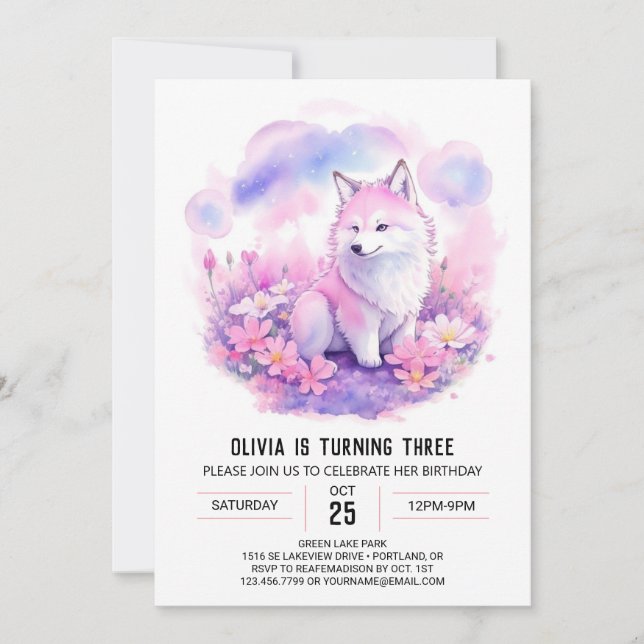  Whimsical Wolf Forest Birthday Invitation (Front)