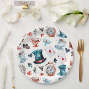 Whimsical Wonderland Tea Party Pattern Paper Plate