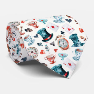 Whimsical Wonderland Tea Party Pattern Tie
