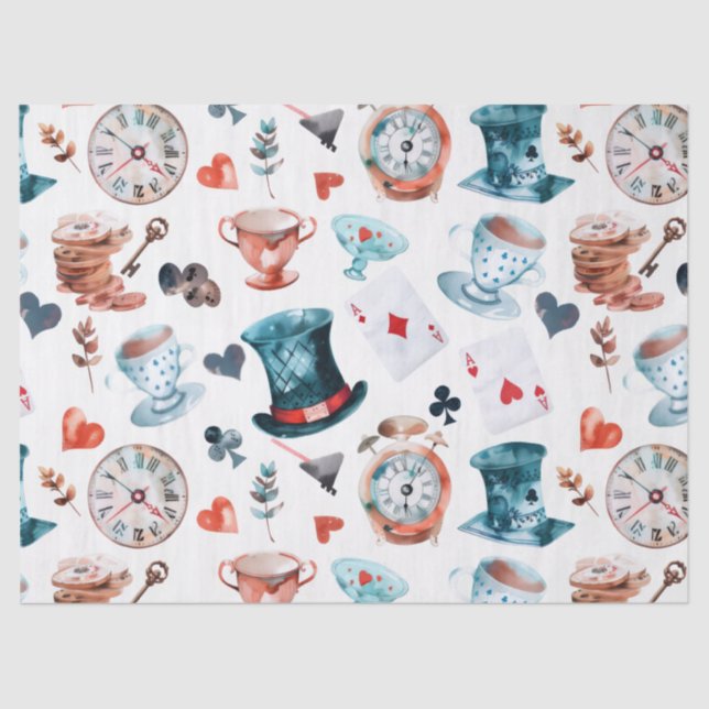 Whimsical Wonderland Tea Party Pattern Tissue Paper (Front)