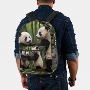 Whimsical Wonders: Baby Pandas Play in Forest Printed Backpack