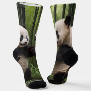 Whimsical Wonders: Baby Pandas Play in Forest, Socks
