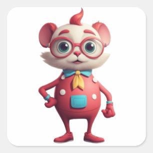 Whimsical Wonders: Quirky Character Square Sticker