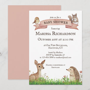 Whimsical Woodland Animals Baby Shower Invitation