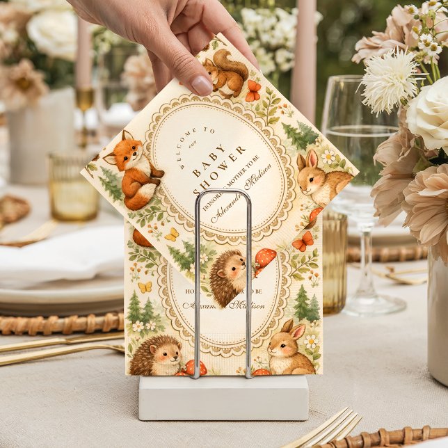 Whimsical Woodland Animals Baby Shower Napkin (Creator Uploaded)
