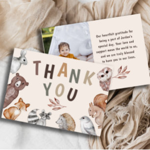 Whimsical Woodland Animals Birthday Thankyou Thank You Card