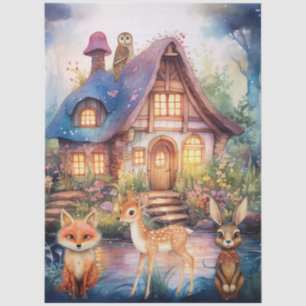  Whimsical Woodland Animals &  Cottage  Tissue Paper
