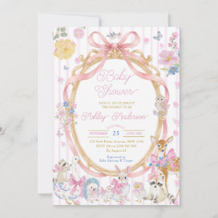 Whimsical Woodland Animals Girl Baby Shower Invitation
