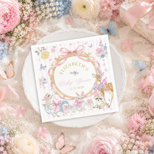 Whimsical Woodland Animals Girl Baby Shower Napkin