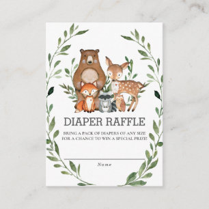 Whimsical Woodland Animals Greenery Diaper Raffle Enclosure Card