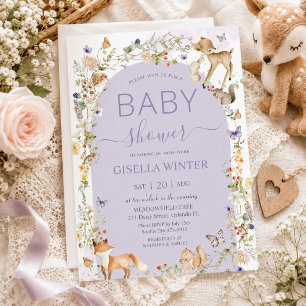 Whimsical Woodland Animals Wildflower Baby Shower  Invitation