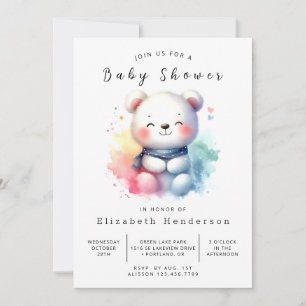 Whimsical Woodland Bear Baby Shower Invitation