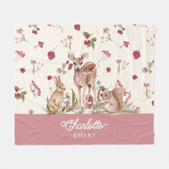 Whimsical Woodland Blanket Floral Baby Nursery (Front (Horizontal))