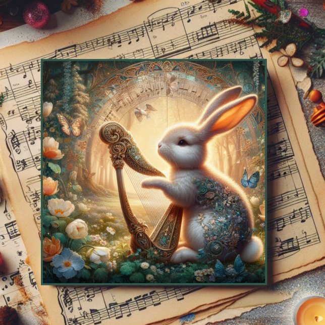 Whimsical Woodland Bunny Musical Easter Holiday Card (Creator Uploaded)