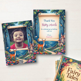 Whimsical Woodland Castle Fairytale Kid's Birthday Thank You Card