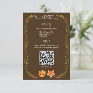 Whimsical Woodland Cat & Fox Rustic Wedding Enclosure Card