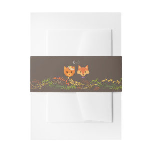 Whimsical Woodland Cat & Fox Rustic Wedding Invitation Belly Band
