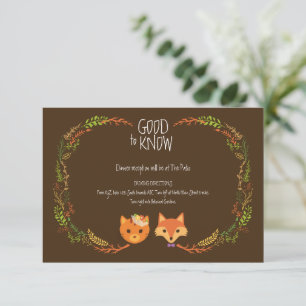 Whimsical Woodland Cat & Fox  Wedding Enclosure Card