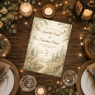Whimsical Woodland Cottagecore Wedding Invitation
